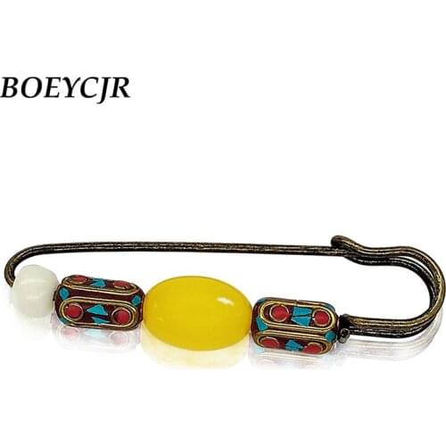 Ethnic Southeast Asia Handmade Vintage Brooch Fashion Jewelry Resin Beads Broochs for Women Dress Scarf Accessories