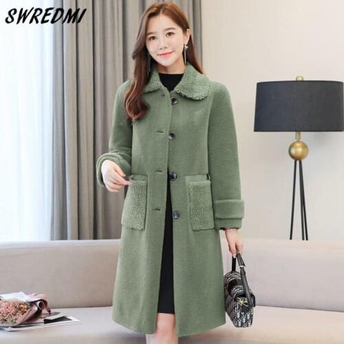 SWREDMI Lambswool Winter Coat Women Thick Warm Female Jackets Snow Wear High Street Long Clothing Ladies