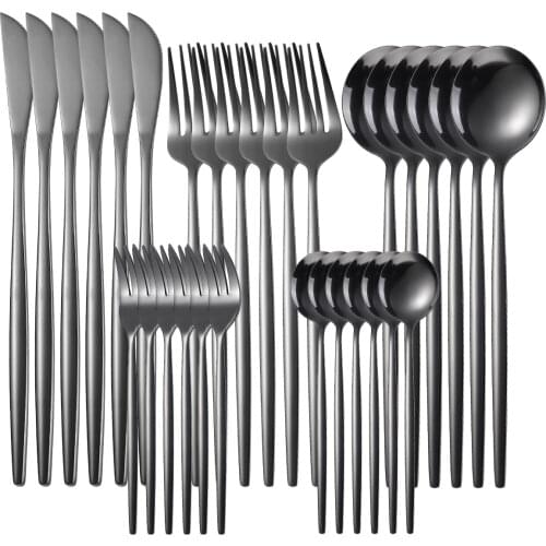 Gold 30Pcs Steak Knife Fork Coffee Spoon Teaspoon Dinnenrware Set Kitchen tableware Stainless Steel Cutlery Set Dishwasher safe