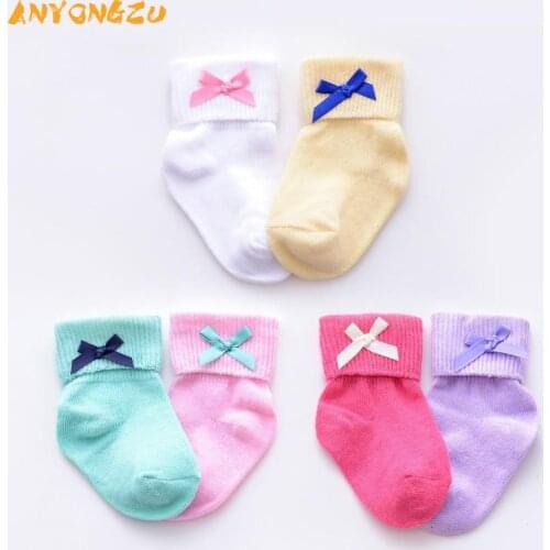 10PAIR/LOT Anyongzu Girls 1-6 Years Children Socks Cotton Combed Bow-tie baby Socks mix