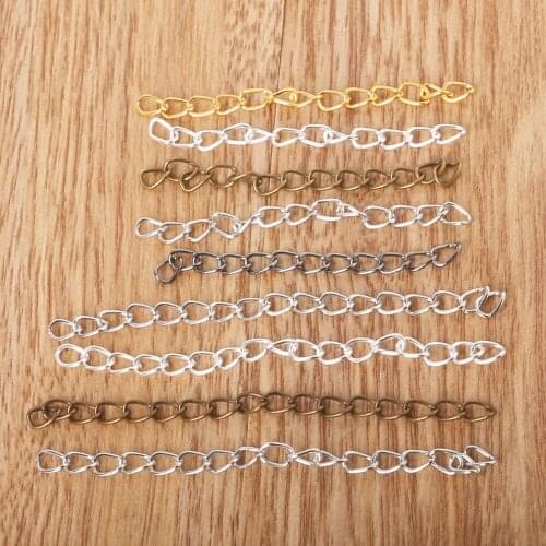 100Pcs/lot Extended Extension Chain Rhodium/Gold/Gunmetal/Silver/Bronze Plated Tail Extender For DIY Necklace Jewelry Findings