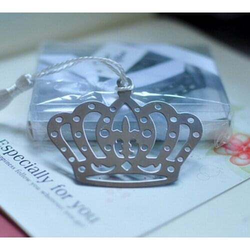 12PCS Silver Metal Crown Bookmark Favor Birthday Party Souvenir Baby Christenings&Baptisms Giveaways Gift For Guest