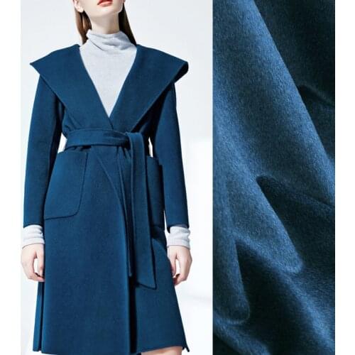 150CM Wide 900G/M Weight Double Faced Thick Ocean Blue Vicugna Wool Modal Fabric for Winter Spring Jacket Overcoat Dress J116