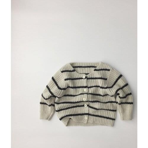 2021 Boys Knit Cardigan Sweater Spring Autumn Children Sweater Coat Baby Kid Girls Sweater Fashionable Striped Sweater Jacket