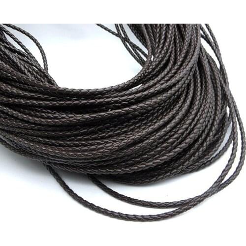 5m/lot 3mm Round Leather Rope Bracelet Jewelry Making Handmade Braided Cord Rope Accessories Jewelry Findings