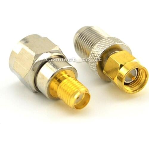 5 pcs SMA Female Goldplated to F Male Straight Connector Adapter + SMA Male Goldplated to F Female RF Connector Adapters