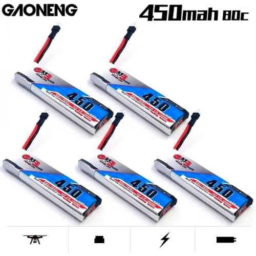 5PCS/Set Gaoneng GNB 1S HV Lipo Battery 3.7V 450mAh 80C/160C For RC Helicopter Quadcopter FPV Racing Drone Parts