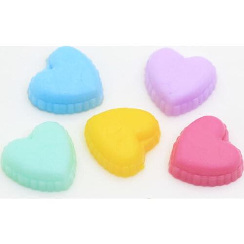 50/100pcs Kawaii Colorful Flat Back Loose Mini Chunky Heart Macaroon Style 13*14mm Cabochons for Decor
