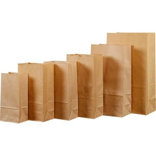 50pcs Kraft paper bag gift wedding Candy takeaway Biscuits Food Nuts Snack Baking Environmentally bag Home Storage Accessories