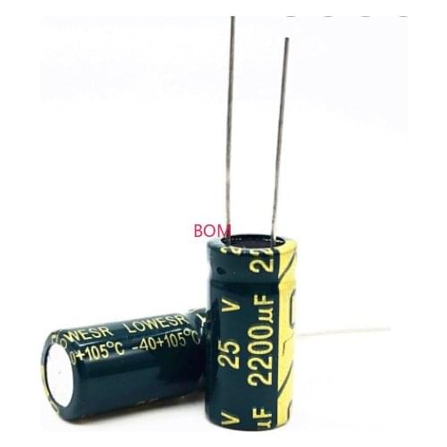 10 pcs Aluminum electrolytic capacitor 2200 uF 25 V 10 * 20 mm frekuensi tinggi Radial Electrolytic kapasitor