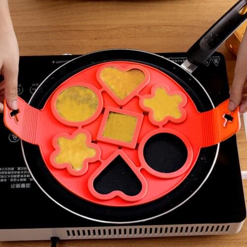 Non Stick Fried Egg Moulds Silicone 7 Hole Multi Shape Egg Pancake Cooker Omelet Ring Kitchen Flip Cooker Baking Mould