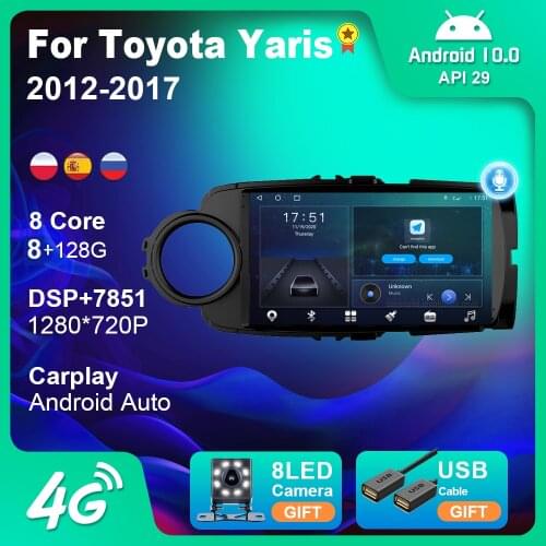 Autoradio for Toyota Yaris 2012-2017 Android 10.0 Car Radio 2din Carplay Multimedia DVD Player GPS Navigation 6G 128G Stereo