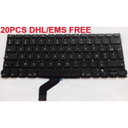 Free DHL/EMS 20pcs AZERT Keyboard For Macbook Pro Retina 13" a1425 French FR Keyboard Year 2012