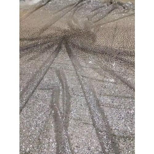 Glitter french net lace fabric SYJ-1614 sparkly glued glitter african Tulle lace for women party dress