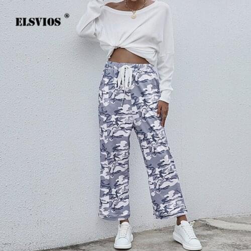 Mid-Waist Leopard Camouflage Casual Loose Wide-Leg Pants Summer Fashion Office Lady Lace-Up Bare Ankles Trousers Harajuku Women