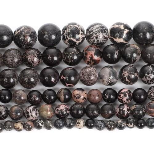 Natural Stone Gem Black Emperor stone Charm Round Loose Beads For Jewelry Making Needlework Bracelet DIY Strand 4/6/8/10/12 MM