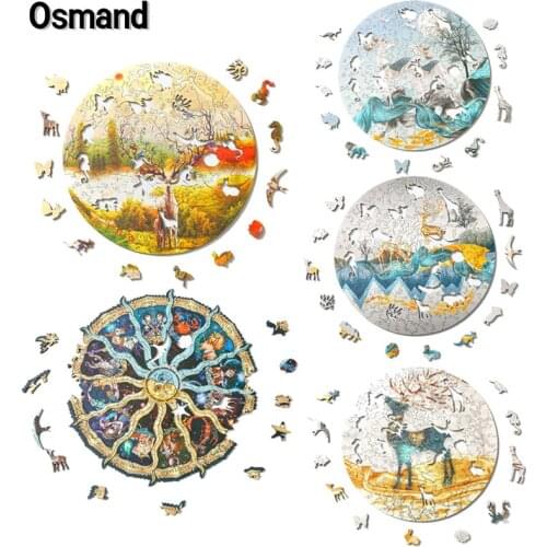 Wooden Jigsaw Puzzle Colorful Constellation Animal Puzzles Board Set Interesting Educational Toys For Adults Kids Xmas Gifts