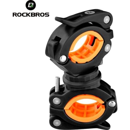 ROCKBROS Bicycle Light Holder 360 Degree Rotation Cycling LED Flashlight Torch Mount Bike Accessories Bracket Front Rear Clip