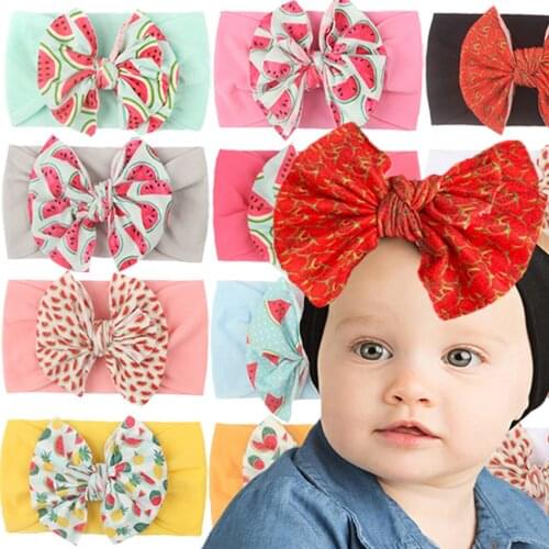 Infant Print Hair Band Baby Boys Girls Watermelon Headband Newborn Bowknot Headbands Stretch Headdress Kid Headwear Photo Props