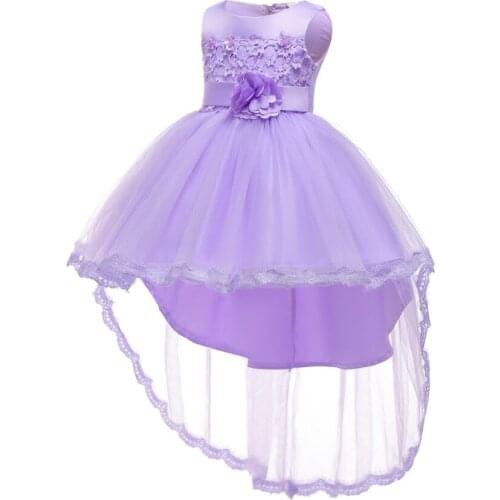 2020 new fashion childrens clothing Childrens dress light purple wedding flower girl wedding dress bow performance costume