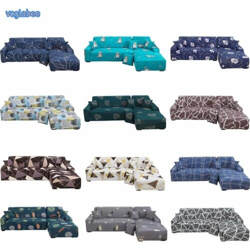 Stretch Printed Sofa Cover Elastic 1/2/3/4 Seater L-Shaped Slipcover Extendable Adjustable Couch Covers With Enough Foam Stick