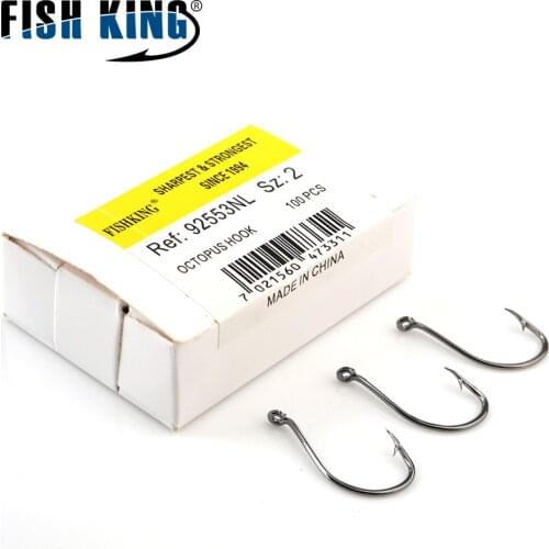 FISH KING Hand Fishing Hooks Barbed Fishhook 100pcs/lot Lure Jig Head High Carbon Steel Hooks Carp Fishing Accessories Pesca