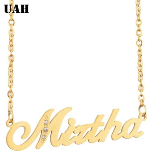 UAH Mirtha Name or Custom Letters Name Pendant Gold Silver Color Necklaces Jewelry Gift Drop Shipping