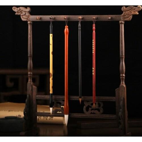 Calligraphy Brushes Pen Holder Chicken Wing Wood Pen Hanger 12 Needles Brush Pen Hanging Four Treasures Calligraphy Supplies
