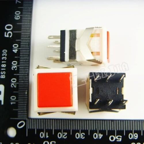 KD2-23 Button color Red 3A/250V 6Pin Self-locking Push Button Switch 10Pcs/lot
