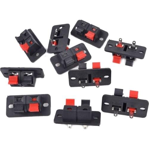 10Pcs 2 Way Stereo Speaker Plate Terminal Strip Push Connector Block