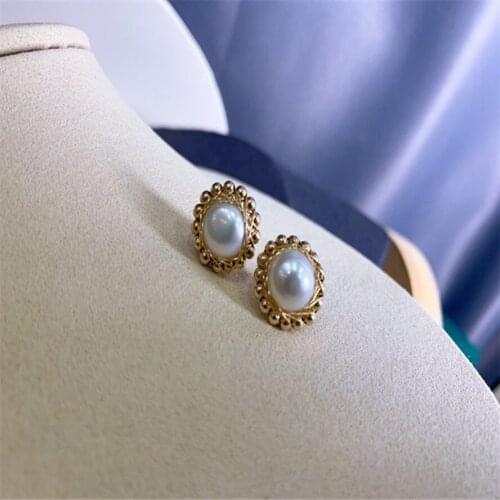 ECHSUN pure natural freshwater pearl 14K gold bead gem jewelry set earrings for women ring earings anillos mujer wholesale