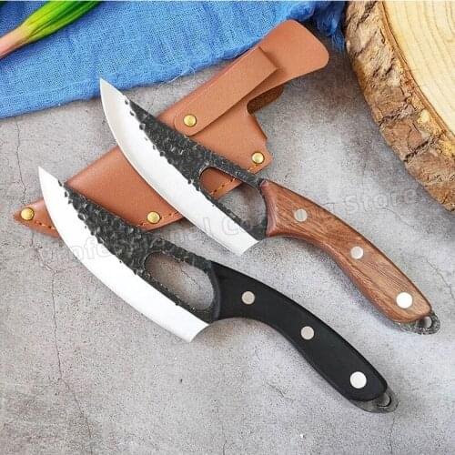Hand-forged stainless steel boning knife outdoor camping knife kitchen knife meat cleaver household cooking tool