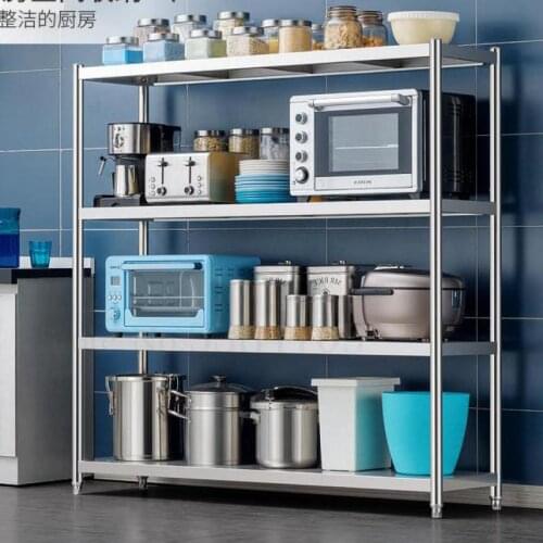 Stainless Steel Kitchen Shelf, Floor Storage Shelf, Balcony Shelf, Multilayer Household Artifact Storage Shelf, Cabinet
