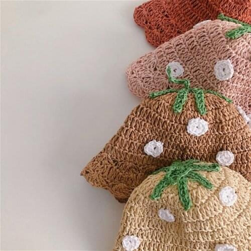 Fashion Strawberry Baby Hat Summer Straw Hat Kid Girls Sun Beach Children Panama Hat Princess Baby