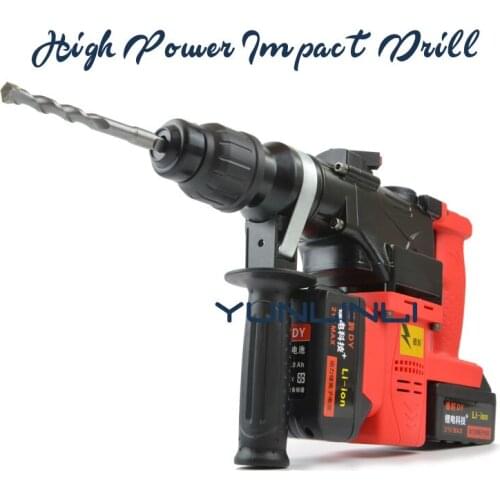 High Power Impact Drill Electric Rotary Hammer Heavy Duty Cordless Impact Drill Lithium Battery Handy Hammer 0888