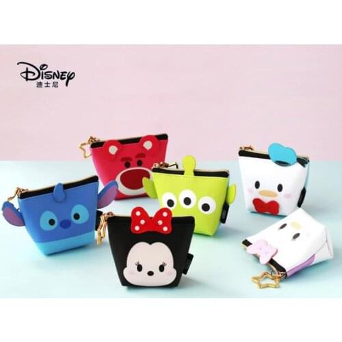 1 pc Disney cute Minnie Mouse portable coin purse multi-purpose storage bag coin cartoon purse handbag with keychian