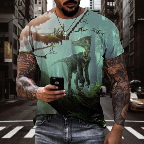 KYKU Brand Dinosaur T shirt Men Animal T-shirts 3d Forest Funny T shirts Street Tshirt Printed Short Sleeve summer New Male