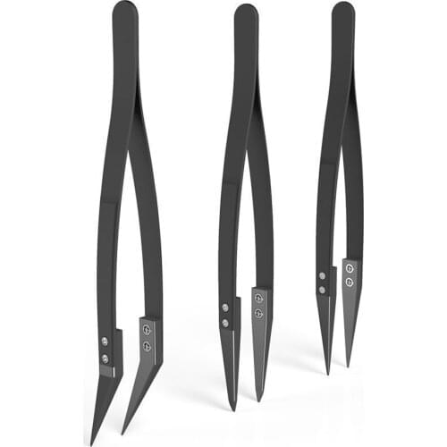 Black Ceramic Tweezers Set - Antistatic,Anticorrosion,Antimagnetic,Highly Heat Resistant(3Pack) Drop Shipping