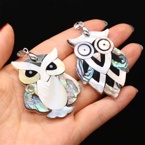 Natural Shell Pendant Animal shape owl Mother of Pearl Exquisite charms For jewelry making DIY Necklace accessories