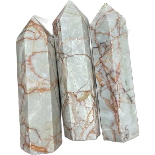 Natural red net quartz obelisk crystal bar point Reiki 10pc