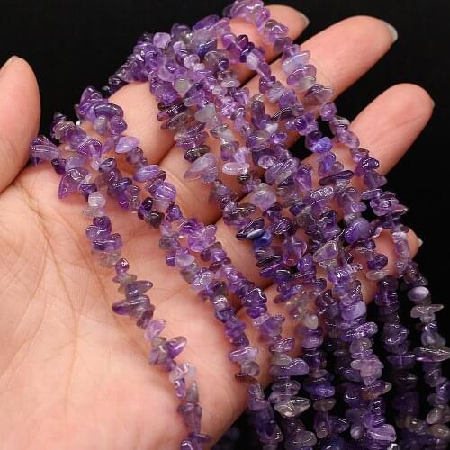 Natural Semi-precious Stone Unshaped Amethyst 3x5-4x6mm For DIY Necklace Earrings Accessories Gift Length 40cm