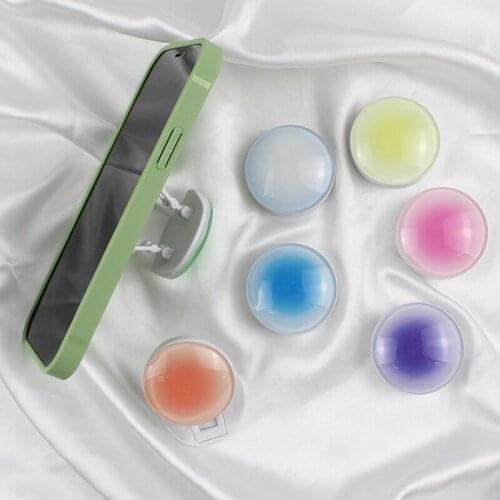 30pcs New Round glass sunset gradient mobile phone folding stand lazy desktop mobile phone stand finger holder