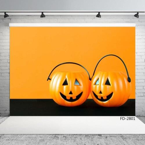 Halloween Pumpkin Orange Photographic Background Vinyl Cloth Backdrops for Children Baby Photo Studio Props Photobooth
