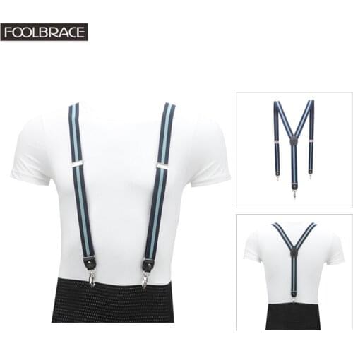 3 Hooks Buckle Black Leather Mens Suspenders 2.5cm Width Womens Pants Adjustable Suspenders