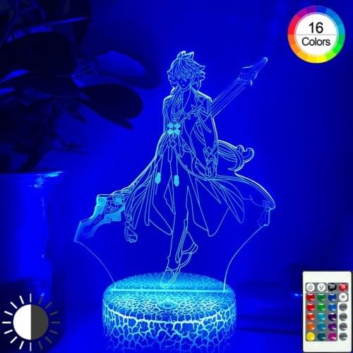 Hot Game Genshin Impact 16 Color 3d Night Light Remote Control Bedroom Decoration Childrens Atmosphere Bedside Lamp Gifts