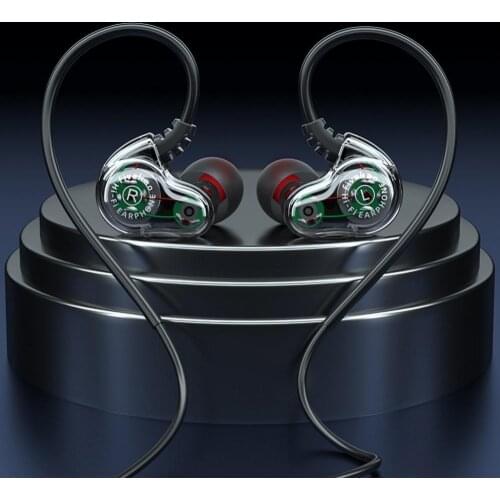 Wired Earphone 3.5mm Universal-Hang Ear Heavy Bass Dual Drive Stereo Sound Music Earbuds Sport Gaming Headset with Mic