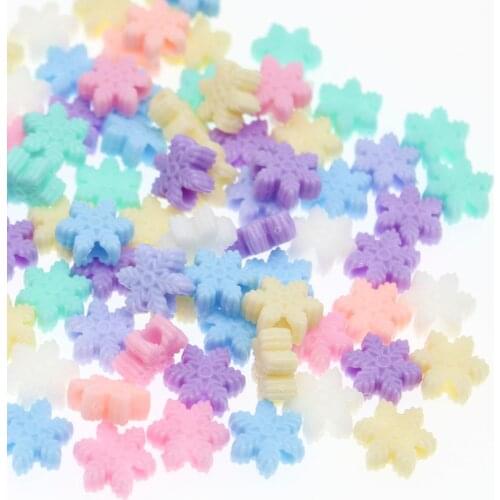 CHONGAI 100Pcs Candy Color Mixed Big Hole Snowflake Acrylic Charm Beads For Jewelry Making 15mm