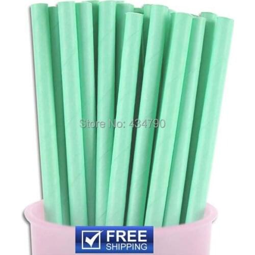 200pcs Mint Green Plain Party Paper Straws,Solid Color Green Cake Pop Sticks,Birthday Baby Shower Party Supplies Decorations