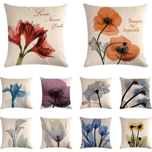 Modern Ink Painting Flower Print Pillow Case Bedroom Sofa Waist Cushions Cover Car Decoration Cushion Cover TX05