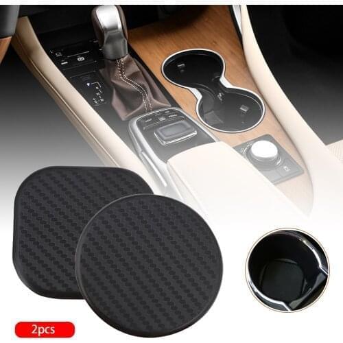 High Quality Non-slip Elastic Durable Carbon Fiber Look Car Auto Water Cup Slot Non-Slip Mat Pad Accessories